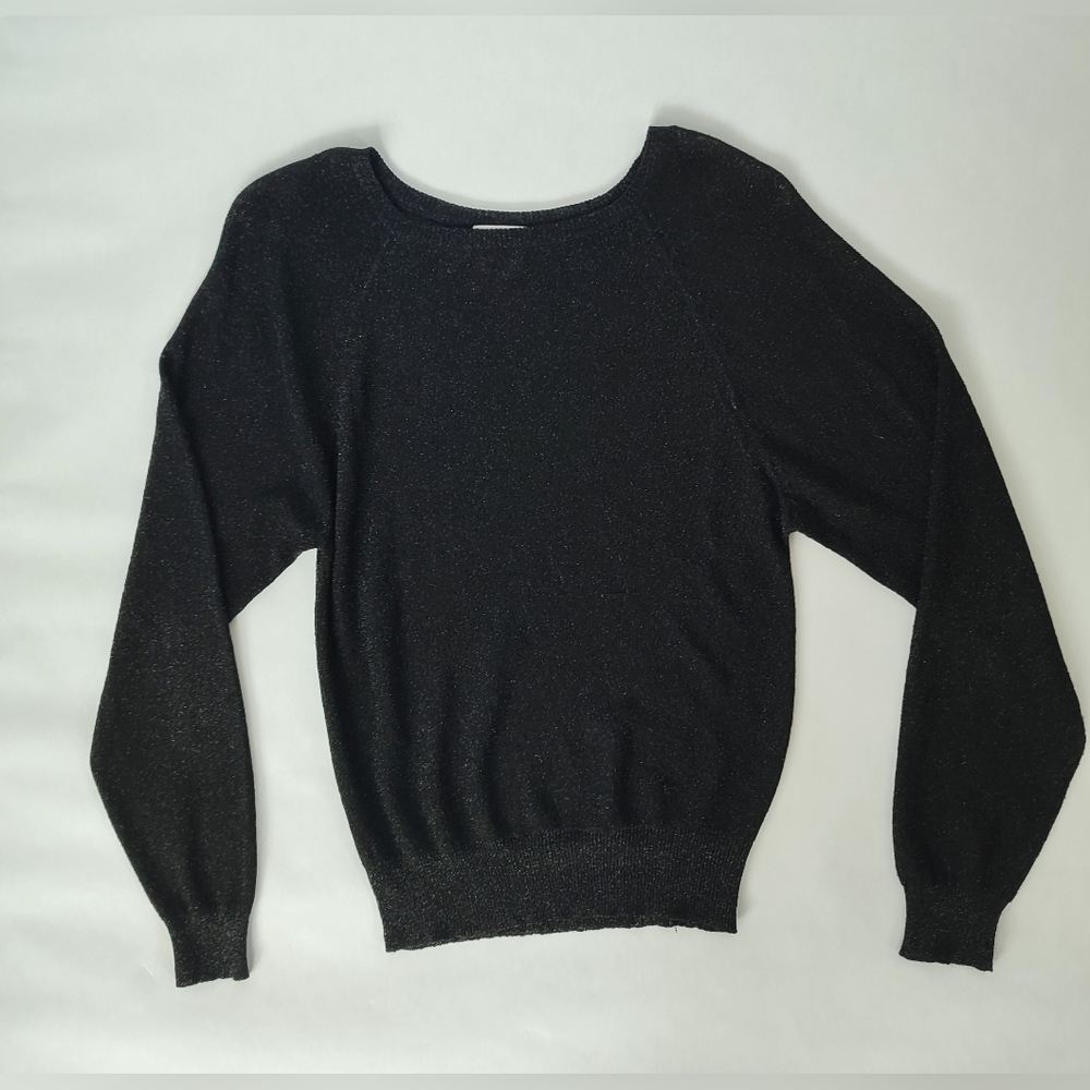 Sunbow pullover Sweater woman's black size M 100% metallic great condition